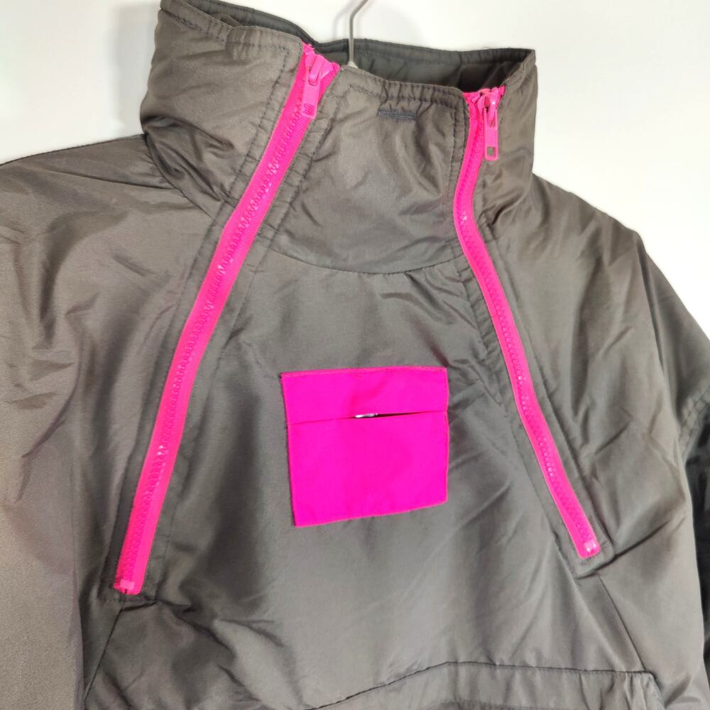 Vintage Alpine Ski Pullover Anorak Ski Jacket Gray Pink Nylon XL 80s 90s - Picture 2 of 8